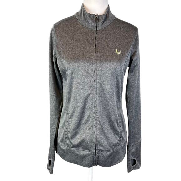 Alo Yoga Athletic Jacket Gray Size Medium Thumb Holes Full Zip - Picture 1 of 6